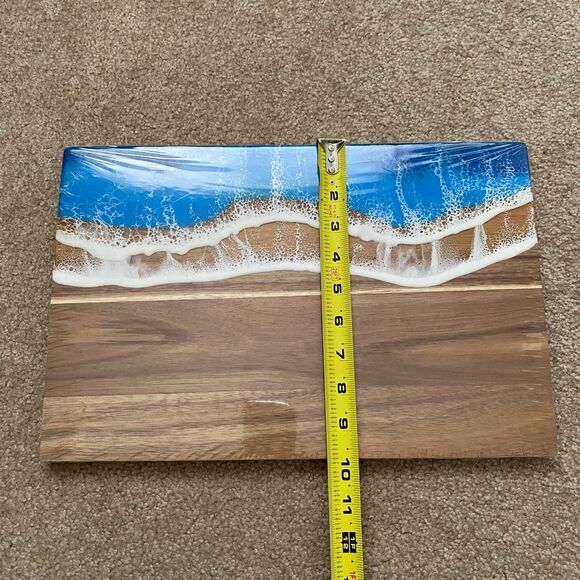 Wood Cutting Board Ocean Beach Resin Design NEW Hosting Kitchen Charcuterie - Picture 2 of 10